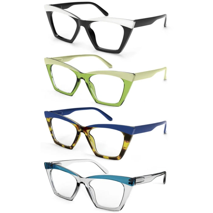 Gafas de lectura grandes para mujer, lectores extragrandes, tipo ojo de gato, bloqueo de luz azul, antifatiga visual/UV, a la moda, XL