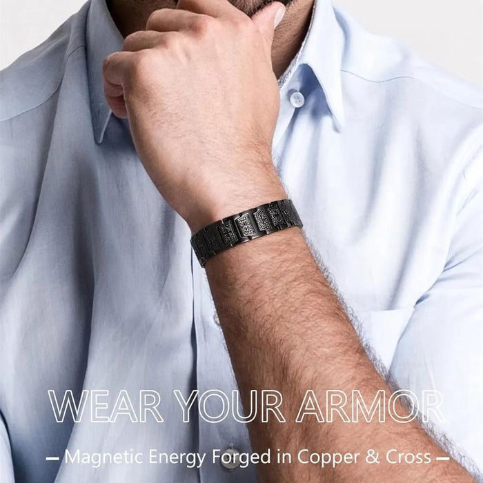 ARADOO Copper Cross Bracelet for Men with Powerful 3800 Gauss Magnetic Therapy Jewelry