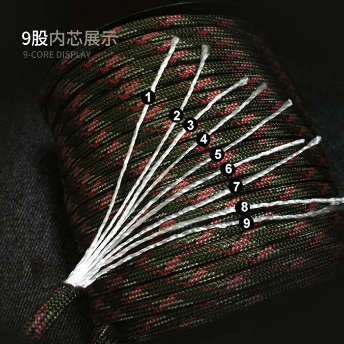 100M/50M 550 Military Standard 9-Core Paracord Rope 4mm Outdoor Parachute Cord Survival Umbrella Tent Lanyard Strap