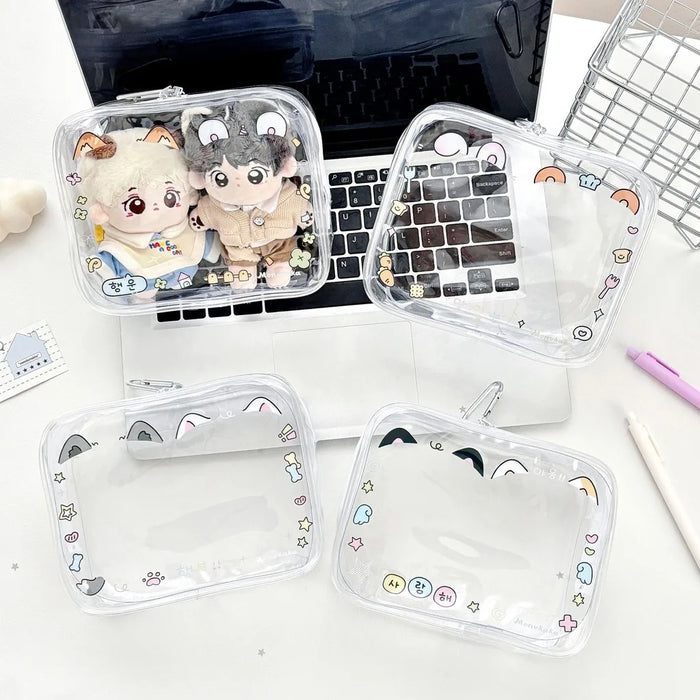 Bolsa de almacenamiento para muñecas en pareja, de PVC transparente con cremallera, organizador a prueba de polvo para muñecas de peluche, estuche de exhibición, mochila exterior, bolsa colgante