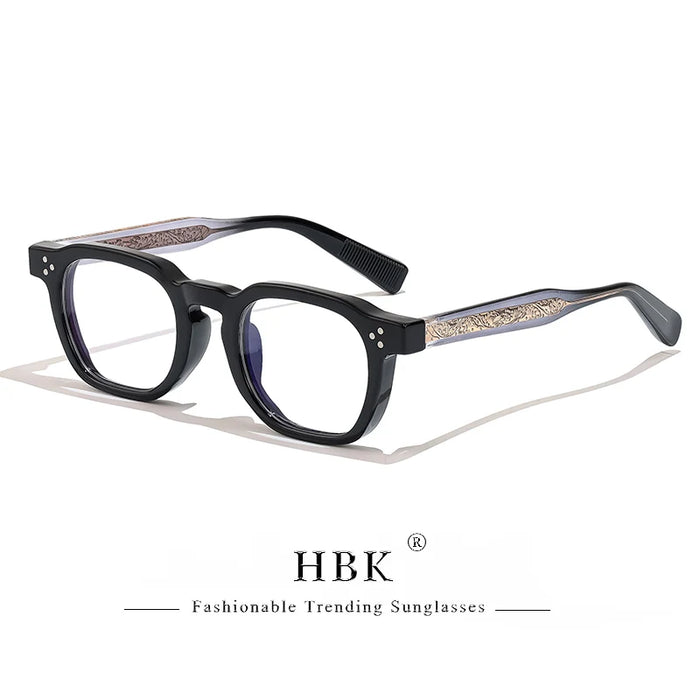 HBK Retro Square Glasses Frames Men Flat Lenses Anti Blue Light TR90 Eyeglass Frames High-Quality Reading Eyeglasses for Women