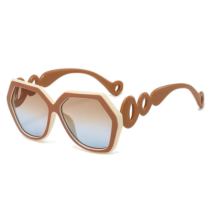 Ins New Trend Retro Gradient Hexagonal Women Sunglasses Personality Contrast Irregular Frame Design Men Versatile Gafas De Sol