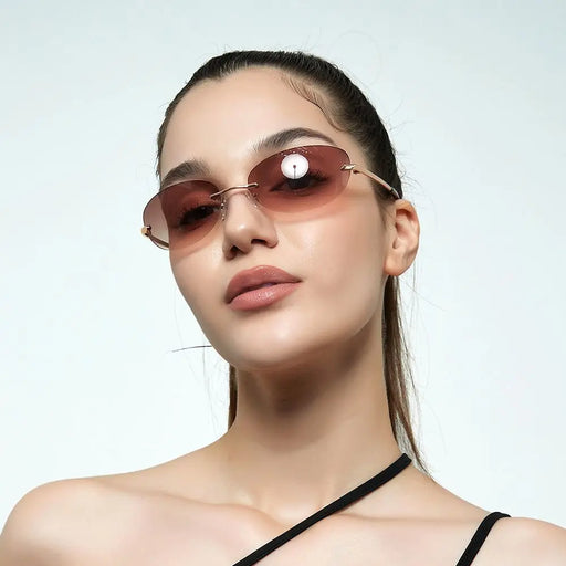Fashion Y2K Wrap Around Sunglasses for Women Men Rimless Sun Glasses 2000'S Punk Sunglasses Goggles Shades UV400 Eyewear