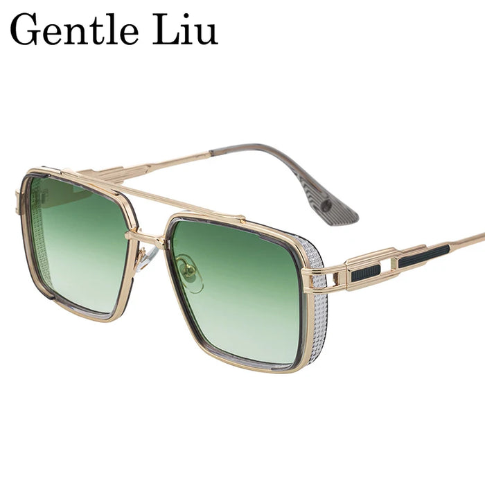 Lunettes de soleil Steampunk Classique Carrées Homme 2026 Marque de luxe Punk Métal Double Pont Lunettes de soleil pour Homme UV400 Lunettes de conduite Punk