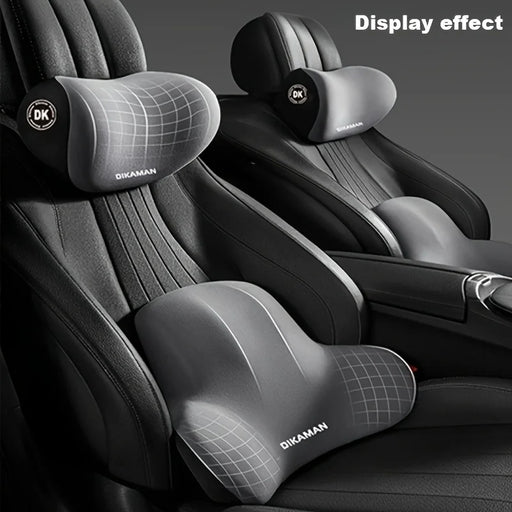 Juego de reposacabezas de espuma viscoelástica y soporte lumbar, cojín ergonómico para el cuello y la espalda, asiento de coche para conductor, comodidad, tela de poliéster transpirable
