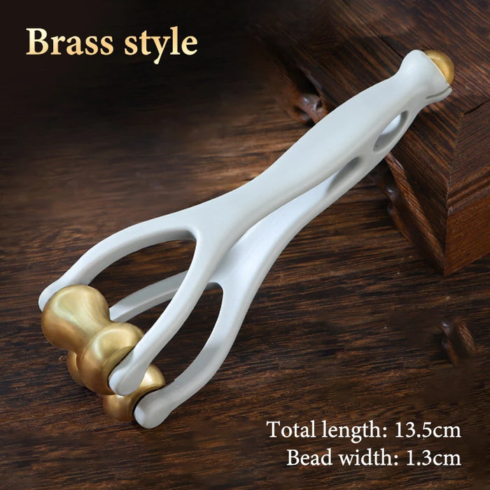 Finger Massage Dual-Row Roller Brass Roller Design Easy Use Relieve Finger Fatigue Promote Blood Portable Finger Massage Tool"