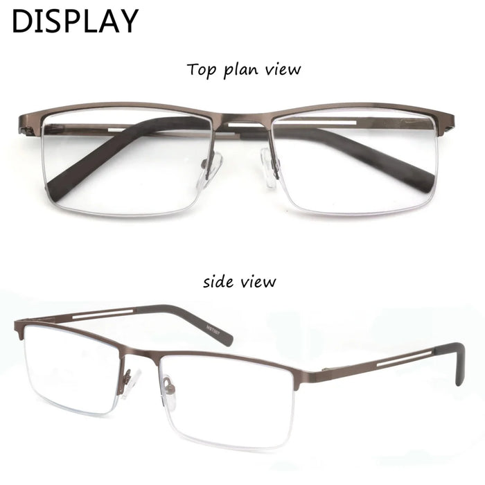 Blue Light Reading Glasses Men Computer Readers Anti Glare Metal Frame with Spring Hinge UV400 Protection Eye Strain Relief