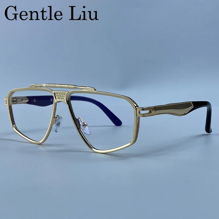 Steampunk Polygon Sunglasses Men 2026 Luxury Brand Designer Metal Frame Square Double Bridge Sun Glasses Vintage Driving Shades