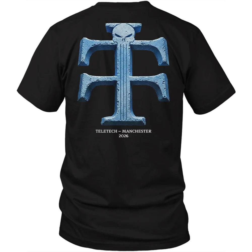 Teletech Manchester 2026 Camiseta Estampada en la Espalda Techno Rave Música Electrónica Camiseta Gráfica de Algodón Oversized para Hombre y Mujer