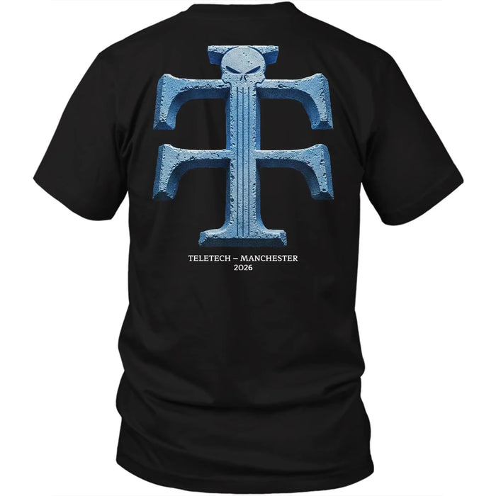 Teletech Manchester 2026 Camiseta Estampada en la Espalda Techno Rave Música Electrónica Camiseta Gráfica de Algodón Oversized para Hombre y Mujer