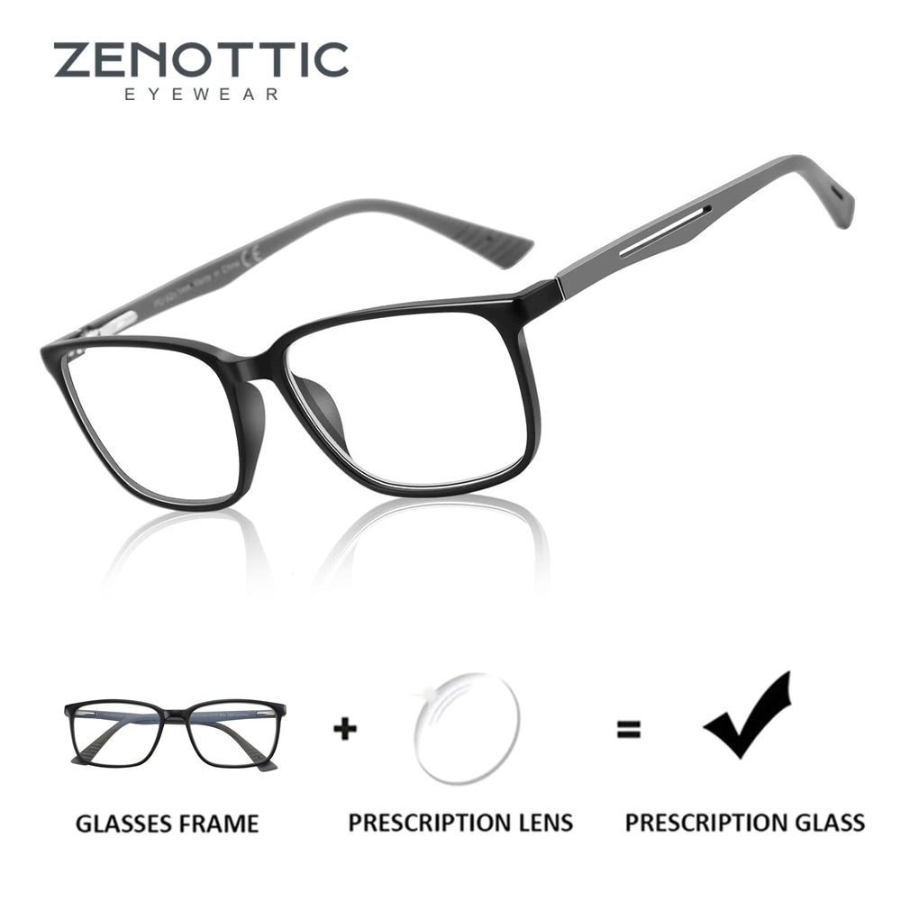 ZENOTTIC Square Prescription Glasses Anti Blue Light Photochromic Optical Eyeglasses with Myopia Hyperopia Progressive Lens