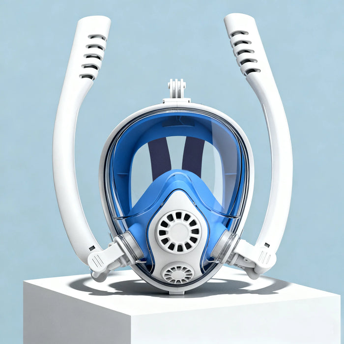 Adults Full Face Snorkel Mask Double Breathing Tube 180° Wide-Eye Panoramic Vision Advanced Anti-Fog Swim Leak-Proof Adventures
