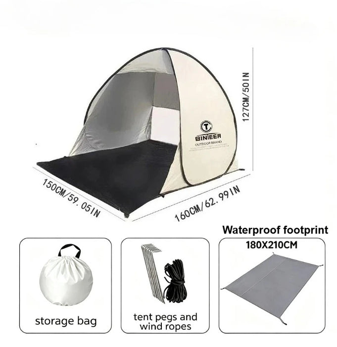 2-3 Person Instant Pop Up Tent UPF50+ UV Protection Waterproof Beach Tent Silver Coating Portable Camping Sun Shelter