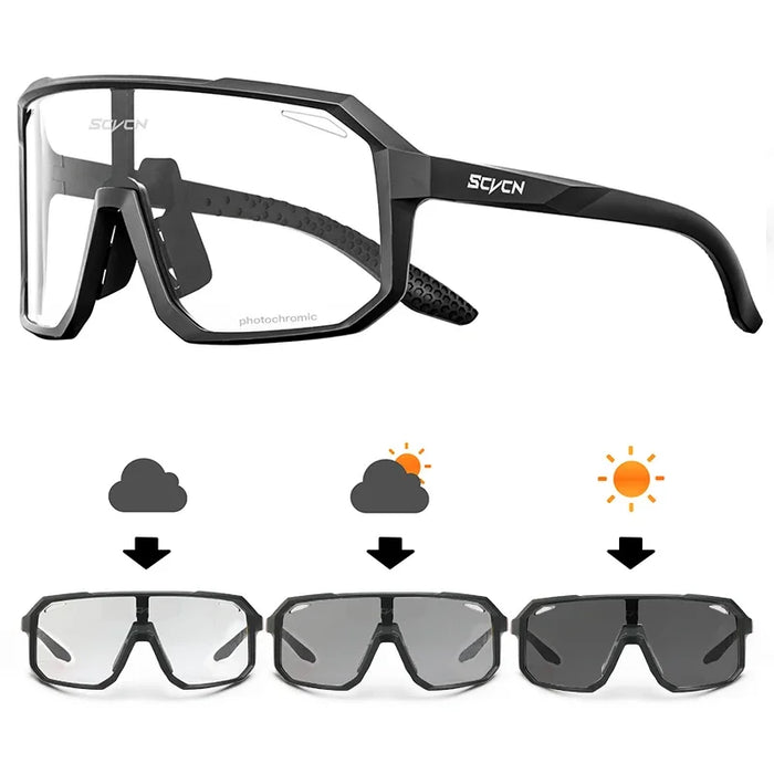 Scvcn Cycling Glasses Photochromic Mens Bike Sunglasses for Mountain Bicycle Eyewear Cycle Goggles Sports UV400 Polarized MTB