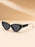 Light Luxury Narrow Frame Cat Eye Sunglasses With Contrasting Marble Texture Frame For Girls' Travel Street Photography Glasses