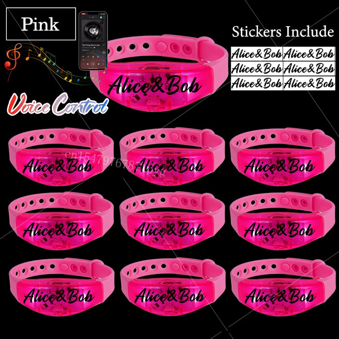 20-200 piezas Pulseras LED personalizables para bodas Pulsera de control de música y sonido Pulsera luminosa ajustable para bodas, cumpleaños, conciertos