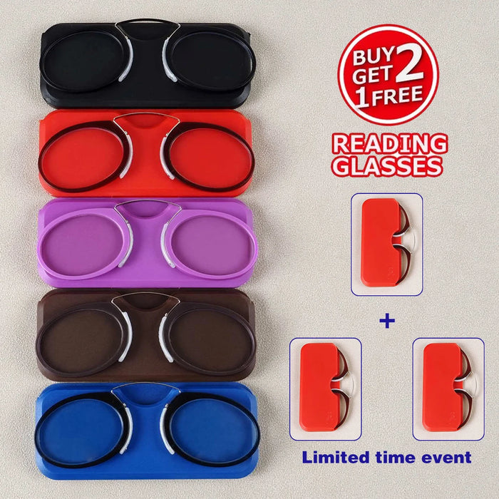 3PCS Set Men Women Round Nose Clip Reading Glasses Legless Ultra Thin Portable Clear Lens Durable Luxury Brand Designers Eyewear