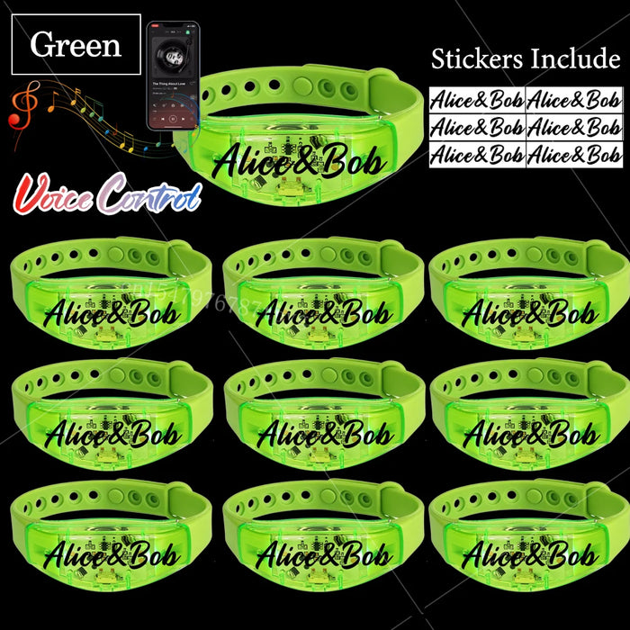 20-200 piezas Pulseras LED personalizables para bodas Pulsera de control de música y sonido Pulsera luminosa ajustable para bodas, cumpleaños, conciertos