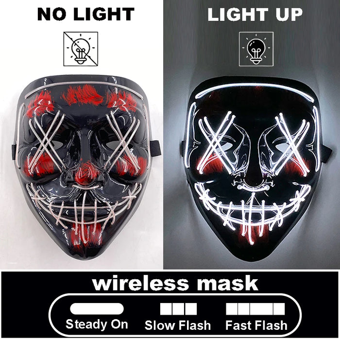 Máscara LED luminosa V de Vendetta, máscara facial completa anónima que brilla en la oscuridad para fiestas, raves, Halloween, cosplay y accesorios de disfraces.