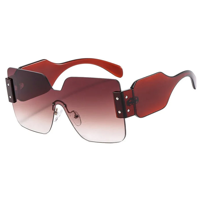 Vintage Rimless Square Sunglasses Women Men Wide Leg Big Frame Sun Glasses Shades UV400 Oculos Gafas De Sol Luxury Brand