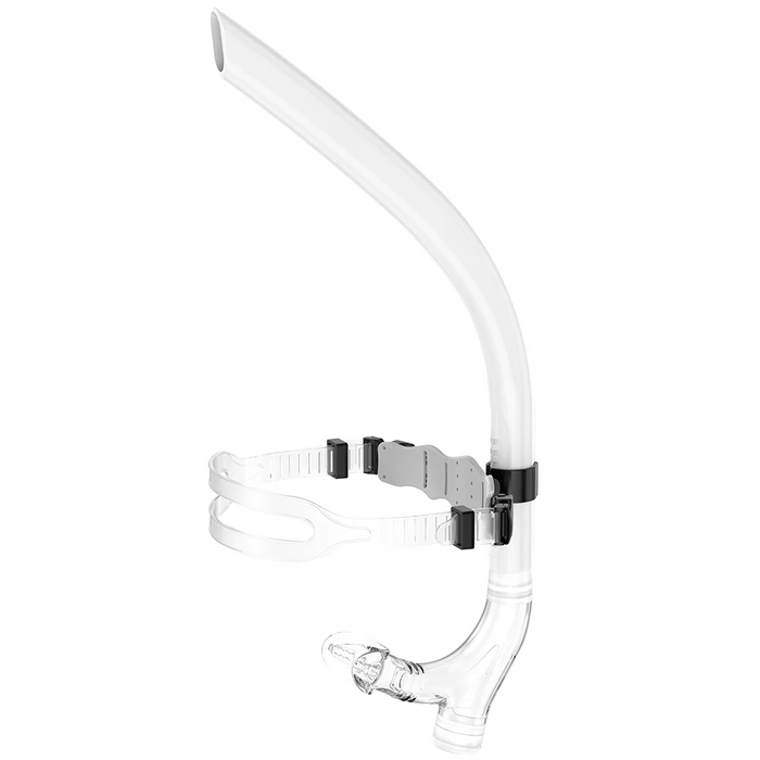 Swim Training Snorkel Frontal Swim Snorkel Tube Center-Mount Front One-Way Purge Valve Swimmer's Snorkel for Lap Swimming