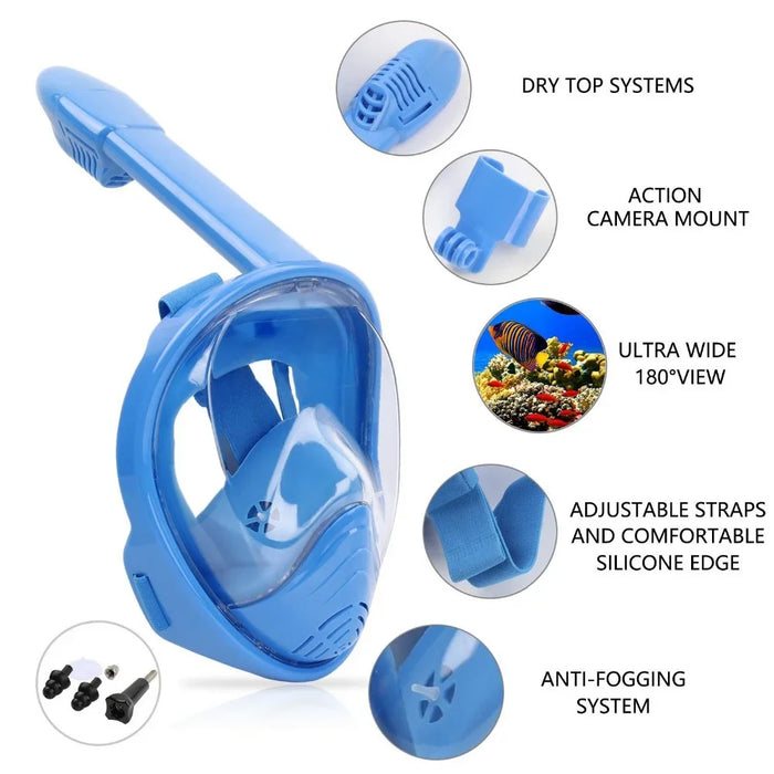 Children Cartoon Diving Mask Swimming Full Face Snorkeling Mask Boys Girls Underwater Scuba Anti Fog Snorkel Set Equipment Kids