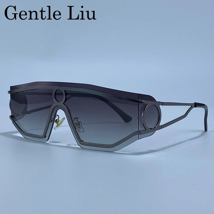 Rimless One-Piece Punk Sunglasses Women 2026 Luxury Brand Shield Wrap Around Goggle Sun Glasses For Lady Outdoor Eyewear Shades