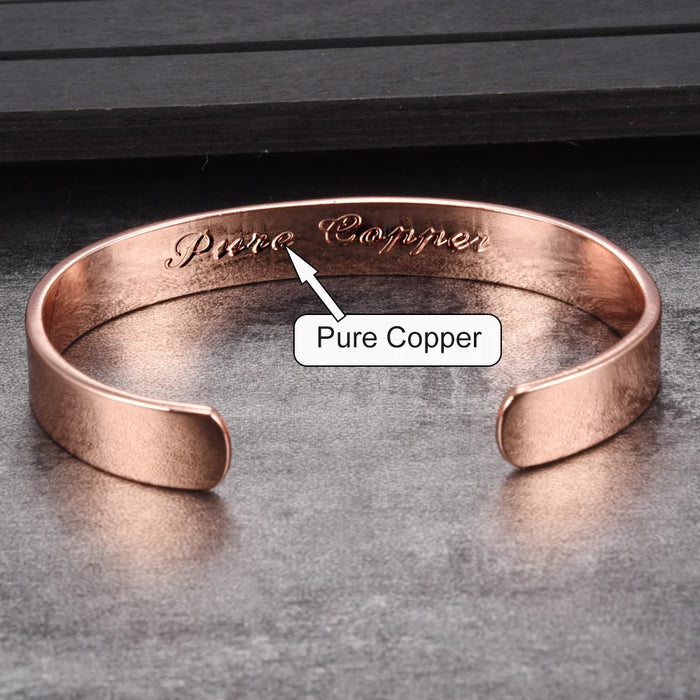 Vinterly Pure Copper Bracelets for Women Men 10mm Wide Adjustable Cuff Copper Magnetic Bangles Arthritis Healing Energy Jewelry