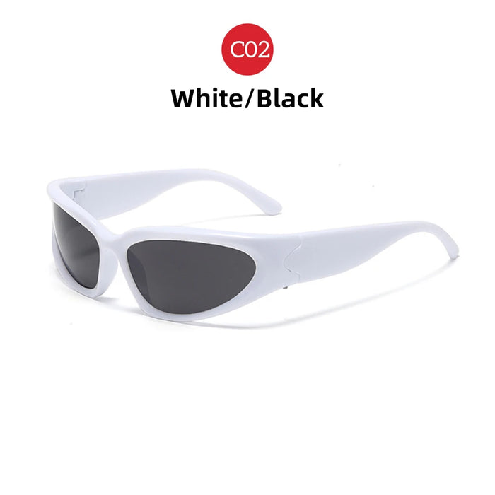 VIVIBEE Y2K Sunglasses Women Steampunk Mirror White Sports Mne Goggles UV400 Punk Sun Glasses 2026 Trending Product
