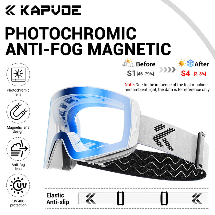 KAPVOE Magnetic Snow Goggles Double Layer Anti-Fog UV Protection for Skiing Snowboarding High-definition Clarity Unisex Skiing