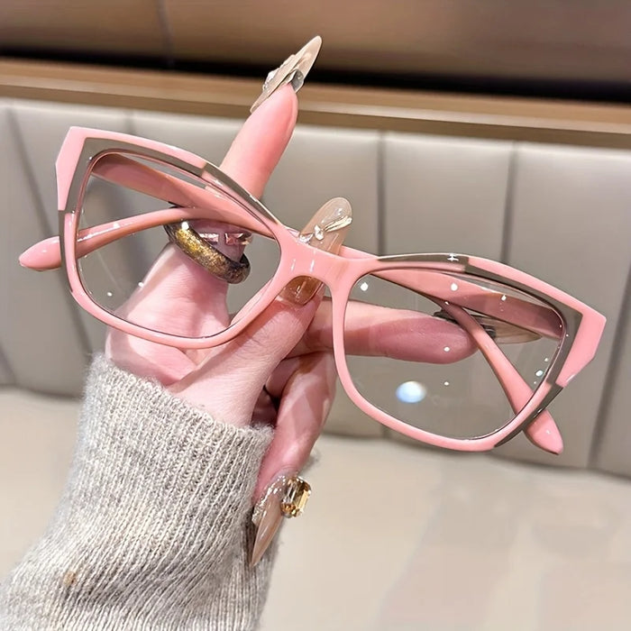 Gafas de lectura de ojo de gato elegantes para mujer - Diseño moderno de bloques de color, bloqueo de luz azul, aumento de 1.0 a 4.0