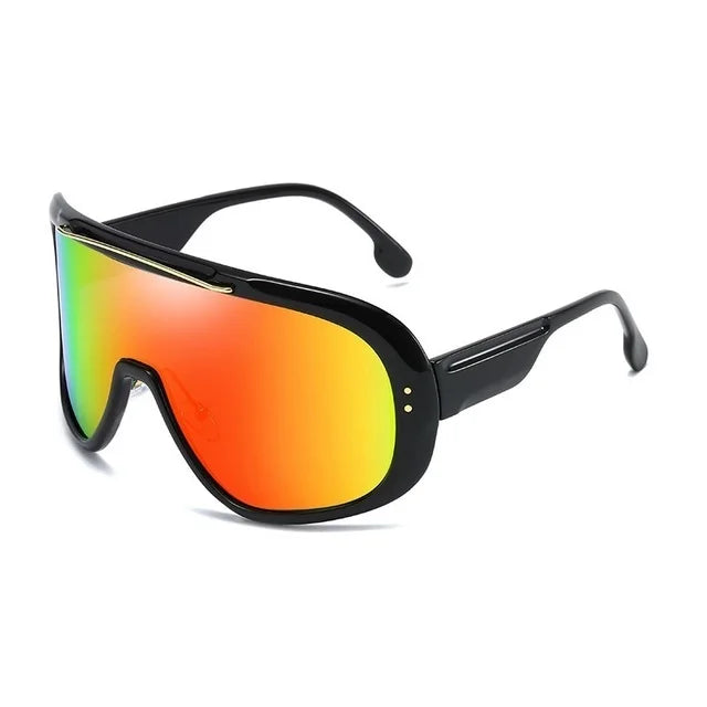Gafas de sol con visera efecto espejo para mujer y hombre 2023, gafas grandes antiviento de una pieza, gafas de montura grande, deportivas, protección UV400