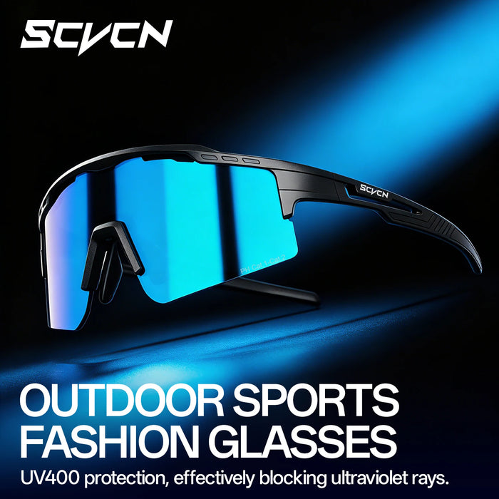 SCVCN UV400 Photochromic Outdoor Sports MTB Goggles Men Women Hiking Bike Riding Running Climbing Hydrophobic Eyewear Sunglasses