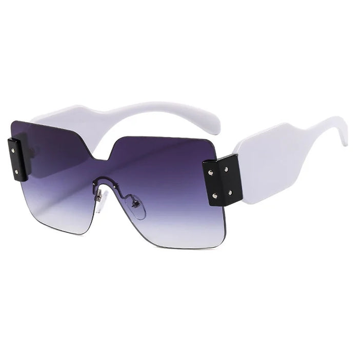 Vintage Rimless Square Sunglasses Women Men Wide Leg Big Frame Sun Glasses Shades UV400 Oculos Gafas De Sol Luxury Brand