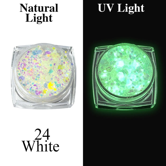 Luminous Glitter Gel Face Body Art Makeup UV Glow in The Dark Waterproof Long Lasting for Party Rave Festival Cosmetic Tool