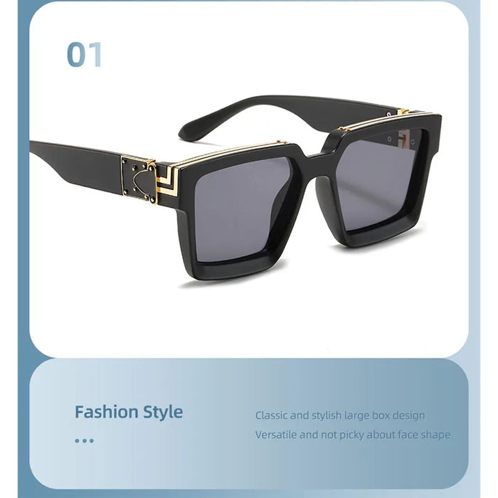 Bungee Large Square Sunglasses for Men Women Vintage Trendy Casual Street Style Shades