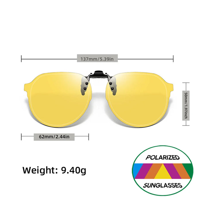 VIVIBEE Flip Up Clip On Night Vision Glasses Polarized Men Driving Yellow Sunglasses Women UV400 Fishing Universal Clips