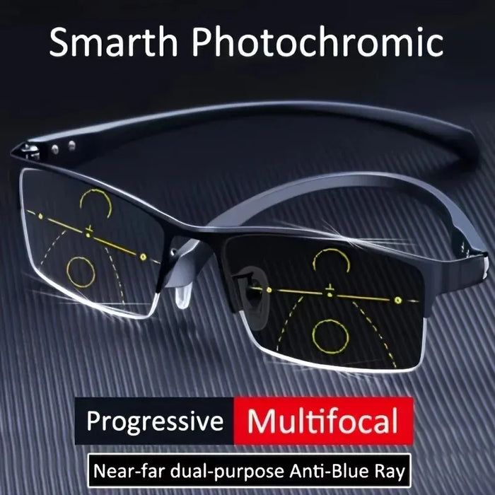 Progressive Multifocal Reading Glasses Men Half Photochromic Anti Blue Light Eyeglasses Multifunctional Near Far Dual Purpose