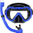 Dry Top Anti-Leak Snorkel Set, Adult Anti-Fog Tempered Glass Mask SoftSiliconeSnorkelTubeforOceanSnorkelingSwimmingBeachVacation