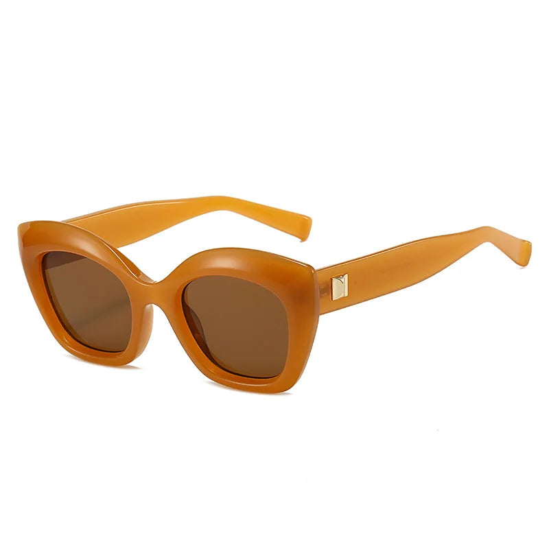 Cat Eye Jelly Color Sunglasses Women Retro Rivets Men Leopard Shades UV400 Sun Glasses