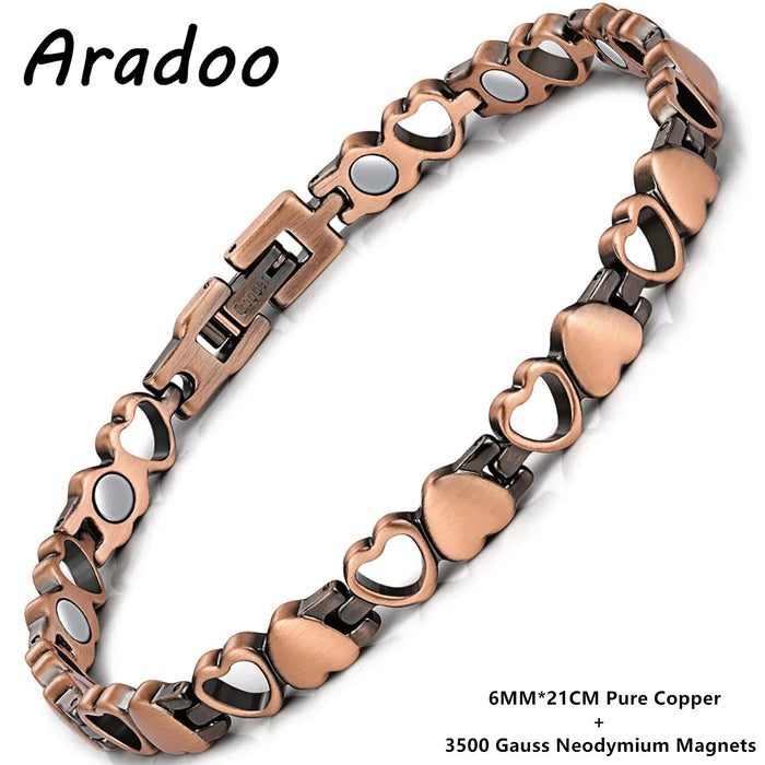 ARADOOPure Copper Bracelet for Women 99.99% Magnetic Therapy Jewelry, Vintage Style Gift for Her
