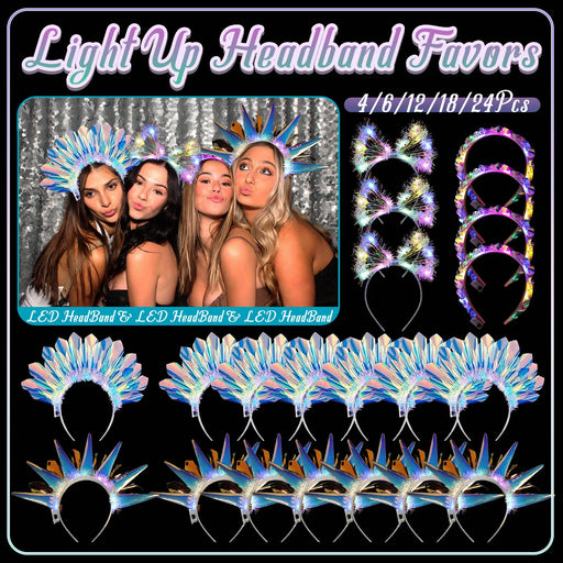 Bandeaux lumineux LED 4-24 pièces pour fête d'anniversaire, mariage, rave, costume, serre-tête pour femmes et hommes, Halloween