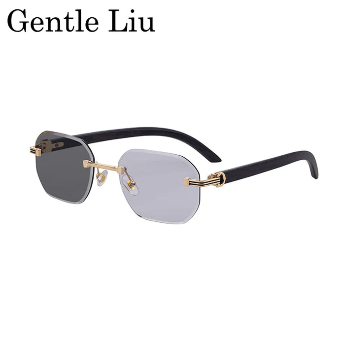 Vintage Square Rimless Sunglasses Men 2026 Luxury Brand Trendy Frameless Punk UV400 Eyewear Anti Blue Light Prescription Glasses