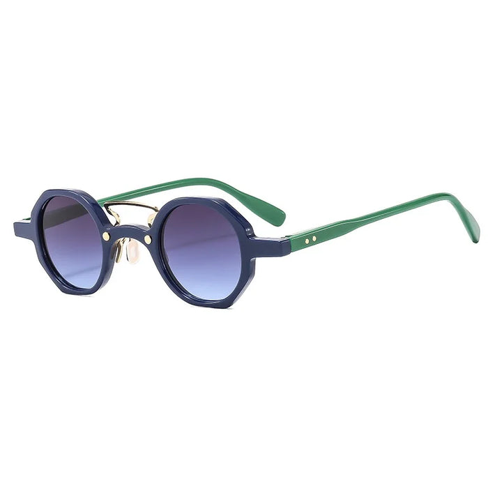 Lunettes de Soleil Rondes Vintage pour Femmes, Mode, Verres Clairs Océan, Protection UV400, Rivets, Hommes, Oculus