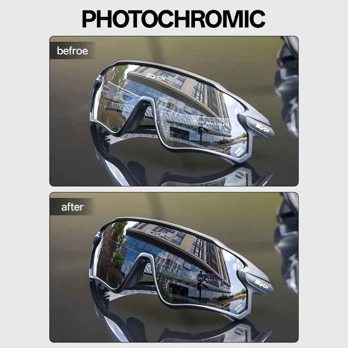 SCVCN Outdoor Climbing Photochromic Cycling Glasses MTB Riding Sunglasses UV400 Polarized Goggles Man Woman Bike Bicycle Eyewear