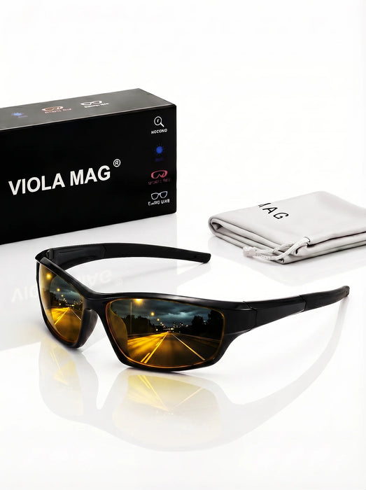 VIOLA MAG Premium Sports Sunglasses, Ultra-light TR90 Frame Wrap-around Glasses, Stylish Fishing Sunglasses, with Protective Cas