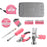 Pink Portable Hand Tools Combination Home Repair Tool Kit with Hammer Vise Wrench Screwdriver for DIY and Car Emergency