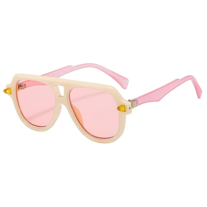 Lunettes de soleil pilote double pont femme, verres dégradés rétro, UV400, tendance, marque de designer homme, rivets