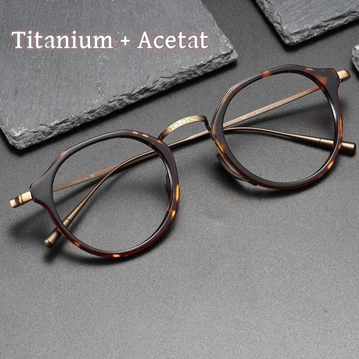 Acetate Titanium Glasses Frame Retro Luxury Round Eyeglasses Men Woman Irregular Fashion Eyewear
