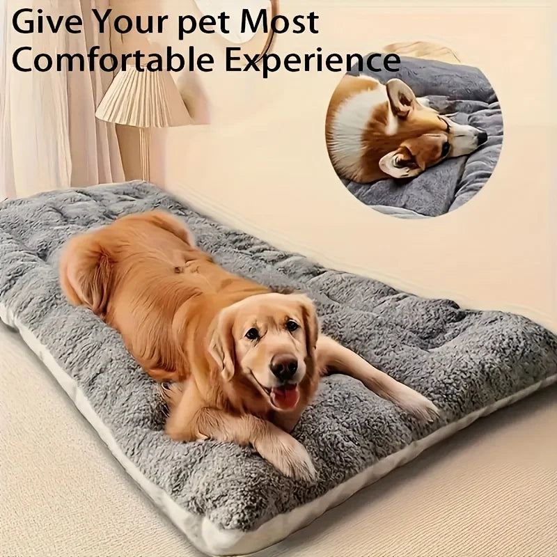 Adorable Rectangle Oversized Plush Dog Cat Bed Ultra Soft Polyester Pet Crate Pad Mat Sofa for All Size Cats Dogs